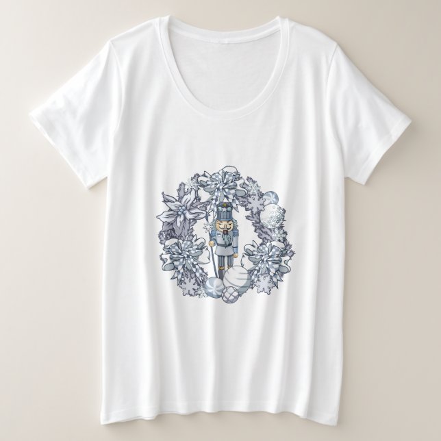 Camiseta Plus Size Grinalda do Nutcracker do White Christmas (Frente do Design)