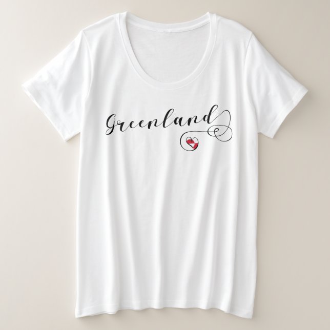 Camiseta Plus Size Groelândia Flag Heart (Frente do Design)