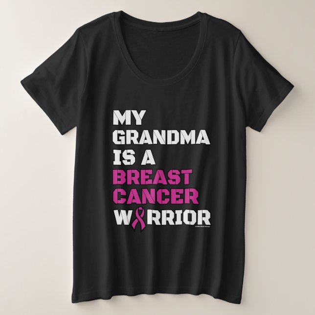 Camiseta Plus Size Guerreiro/Bloqueio/Vovó...Cancer de peito (Frente do Design)