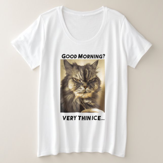 Camiseta Plus Size Guten Morgen? Ganz dünnes Eis! Kaffee Spruch     (Frente do Design)