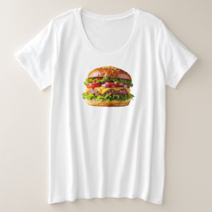 Camiseta Plus Size Hambúrguer de queijo apetitoso do SlipperyJoe's cr