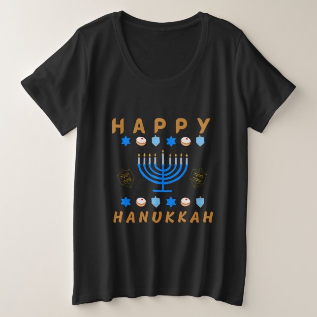 Camiseta Plus Size hanukkah feliz hanukkah menorah chanukah canuka (Frente do Design)