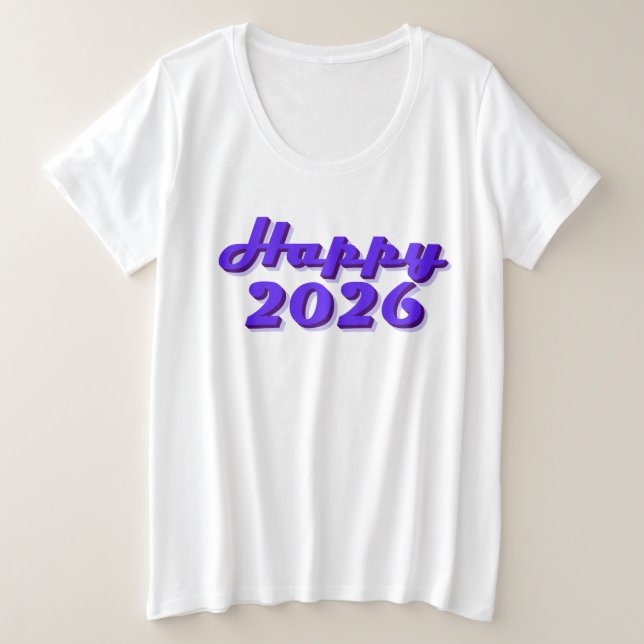 Camiseta Plus Size Happy 2026 (Frente do Design)