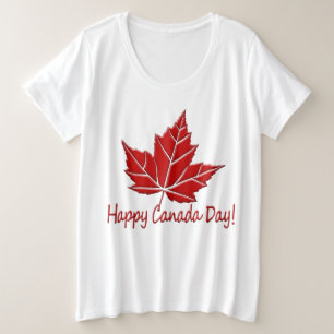 Camiseta Plus Size Happy Canada Day T-Shirt Mais Size Canada Shirts