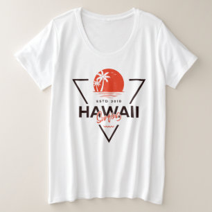 Camiseta Plus Size Havaí Surf Vintage Pôr do Sol Praia Tropical