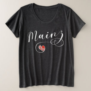 Camiseta Plus Size Heart Mainz, Eu Adoro Mainz, Meenz