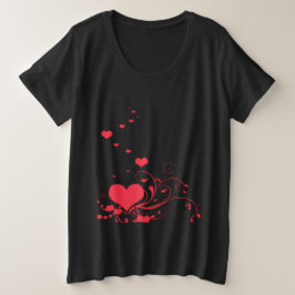 Camiseta Plus Size Hearts And Elegant Curling Flourishes Minimal