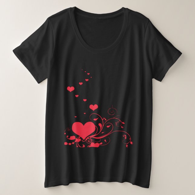Camiseta Plus Size Hearts And Elegant Curling Flourishes Minimal (Frente do Design)