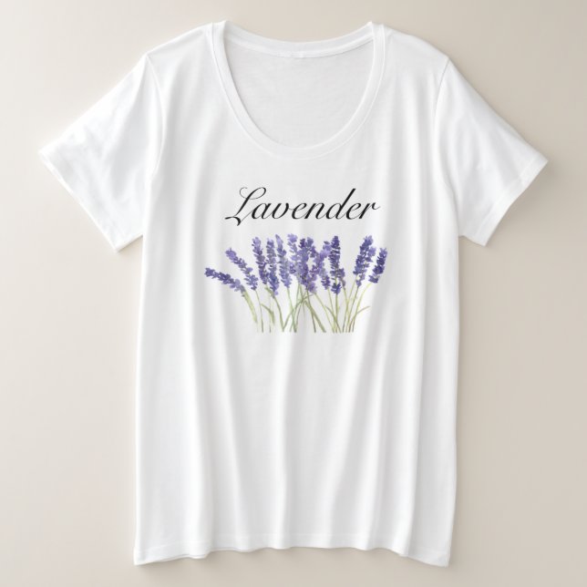 Camiseta Plus Size Herbs Lavanda Violeta Rústica Verde Roxo (Frente do Design)