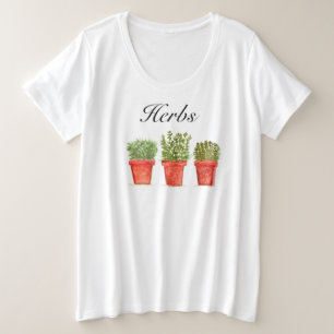 Camiseta Plus Size Herbs Rosemary Thyme Sage Greenery Rustic Garden P
