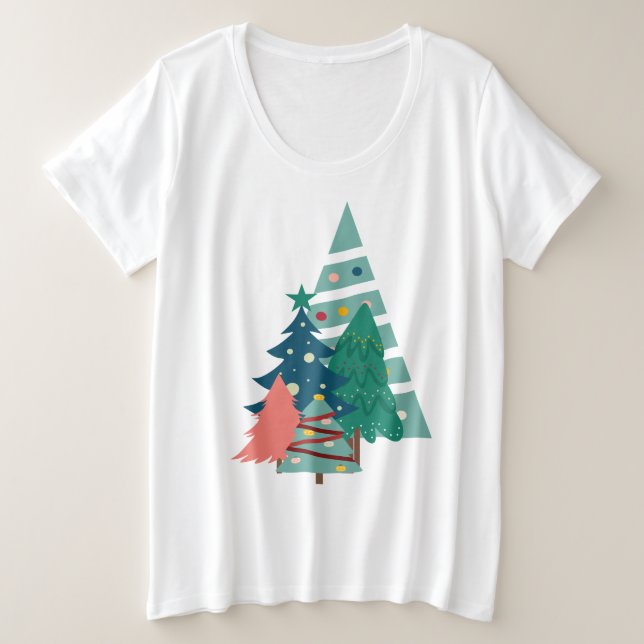 Camiseta Plus Size Holiday Evergreens Design (Frente do Design)