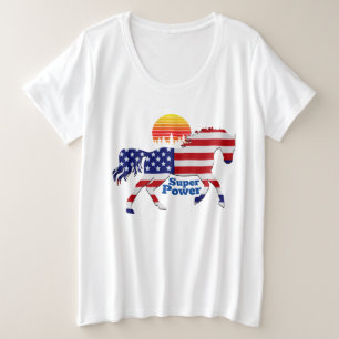 Camiseta Plus Size Horse Mustang Super Power - Design de Sinalizador