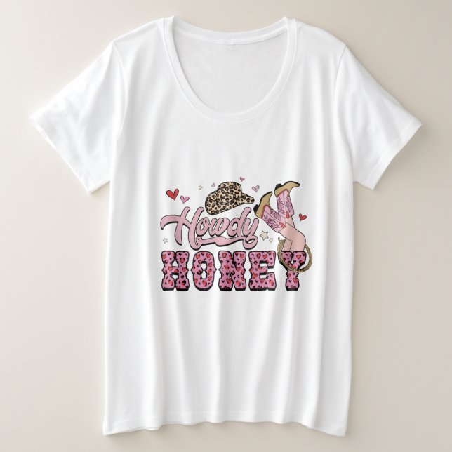 Camiseta Plus Size Howdy Honey Womens (Frente do Design)