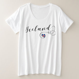 Camiseta Plus Size I Heart Islândia, Flag islandês