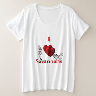 Camiseta Plus Size I Heart Savannah Cat