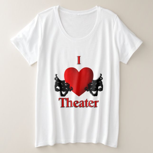 Camiseta Plus Size I Heart Theater (Frente do Design)