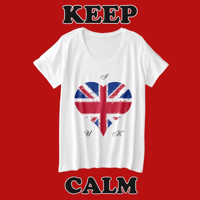 Camiseta Plus Size I Heart UK Flag Union Jack (Union Jack T-shirt)