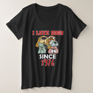 Camiseta Plus Size I love dogs since 1976