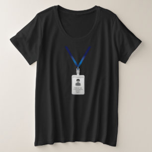 Camiseta Plus Size ID de funcionário simples moderno fantasia da empr