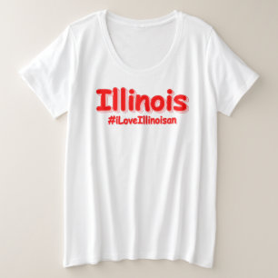 Camiseta Plus Size "#iLoveIllinoisan " Design bonito. Comprar Agora