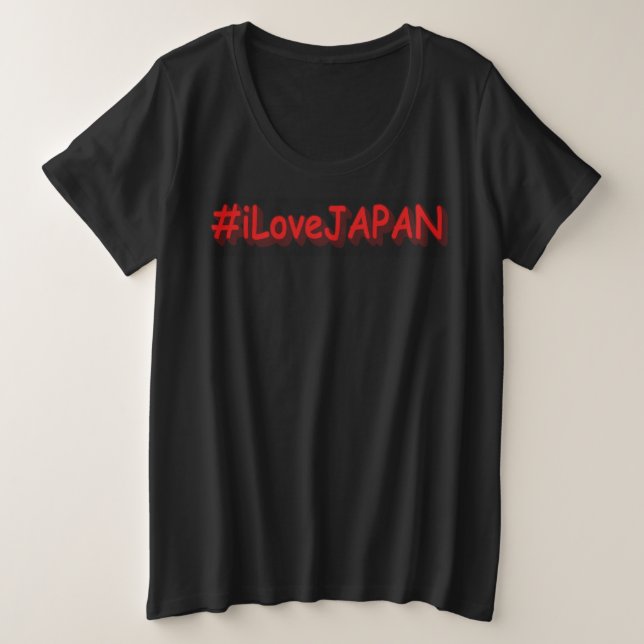 Camiseta Plus Size "#iLoveJAPAN" Design bonito. Comprar Agora (Frente do Design)