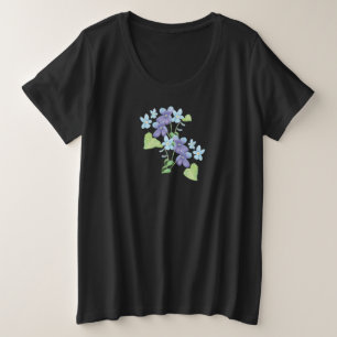 Camiseta Plus Size Ilustração de Flores de Violeta Selvagem