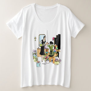 Camiseta Plus Size Ilustração de Loja de Chapéus Art Déco Vintage dos