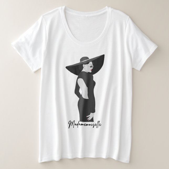 Camiseta Plus Size Ilustração de Madamemoiselle T-Shirt (Frente do Design)
