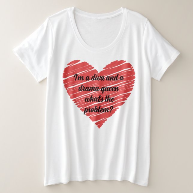 Camiseta Plus Size I'm a diva and a drama queen (Frente do Design)