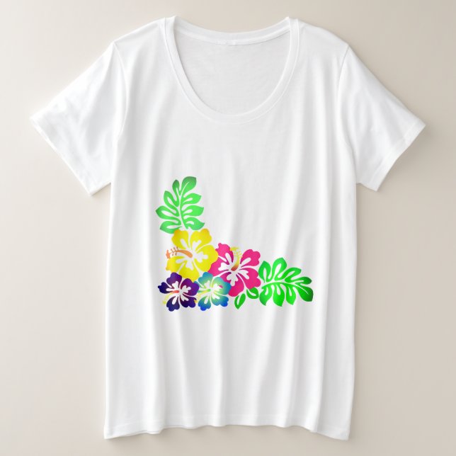 Camiseta Plus Size Impressão havaiano (Frente do Design)