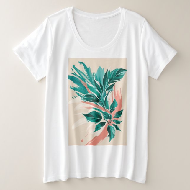 Camiseta Plus Size Impressões florais de tamanho elevado (Frente do Design)