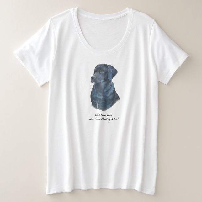 Camiseta Plus Size incrível retrato com labrador preto (Frente do Design)