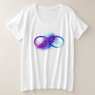 Camiseta Plus Size Infinidade com pena roxa