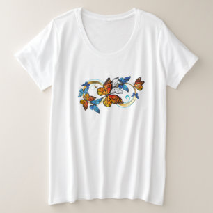 Camiseta Plus Size Infinidade de Borboletas Monarca