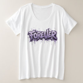 Camiseta Plus Size Infinidade de Lavanda de grafite "FOREVER"