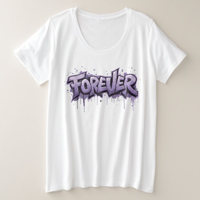 Camiseta Plus Size Infinidade de Lavanda de grafite "FOREVER" (Frente do Design)