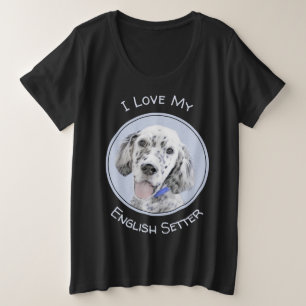 Camiseta Plus Size Inglês Setter Blue Belton pintando arte canina