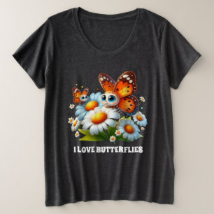 Camiseta Plus Size Inseto amante da borboleta branca