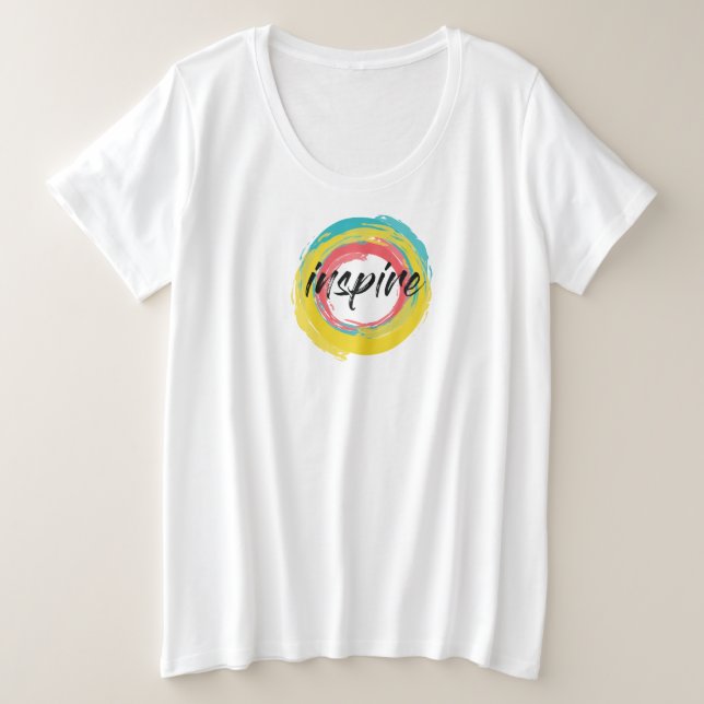 Camiseta Plus Size Inspire legal, alegre, moderno e vibrante (Frente do Design)
