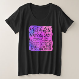 Camiseta Plus Size Intenções Espirituais E Rezar Violetas Contra Fogo