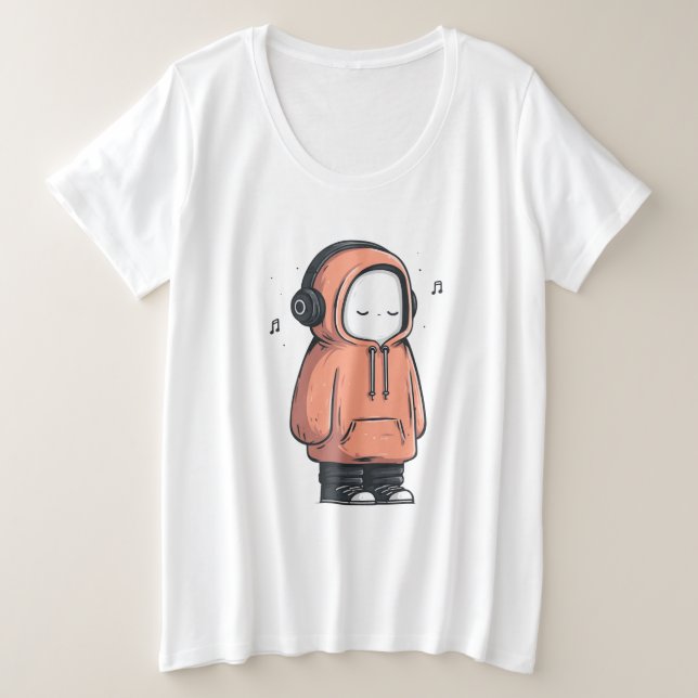 Camiseta Plus Size Introvertido Tranquilo – Arte de Desenho Animado d (Frente do Design)