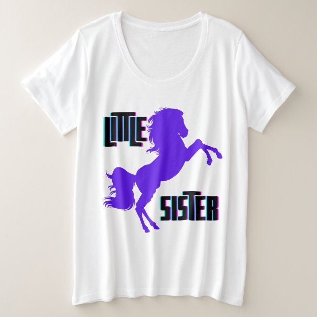 Camiseta Plus Size Irmãzinha Pônei Roxo (Frente do Design)