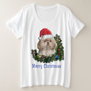 Camiseta Plus Size Itens de Natal do Shih-Tsu Dog