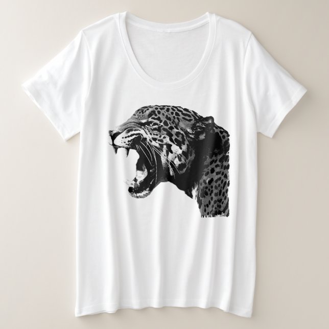 Camiseta Plus Size Jaguar Roaring (Frente do Design)