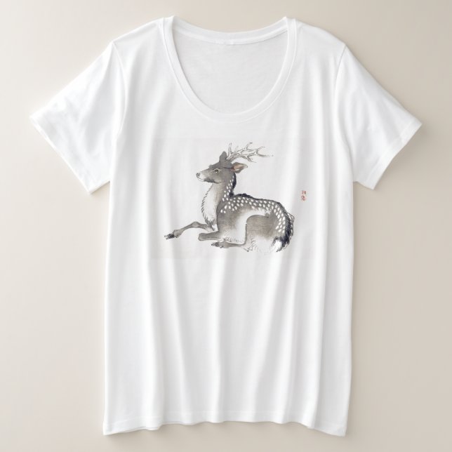 CAMISETA PLUS SIZE JAPONÊS DEER PLUS TAMANHO ALGODÃO T-SHIRT (Frente do Design)