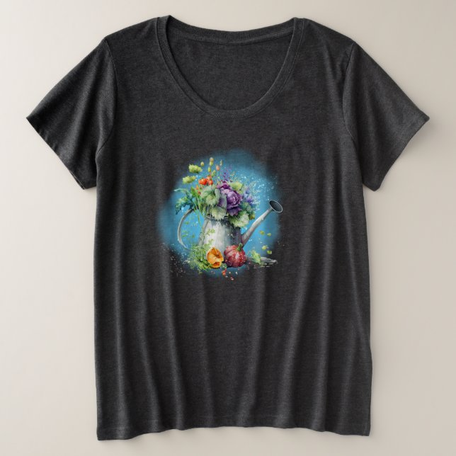 Camiseta Plus Size Jardim Blooming (Frente do Design)