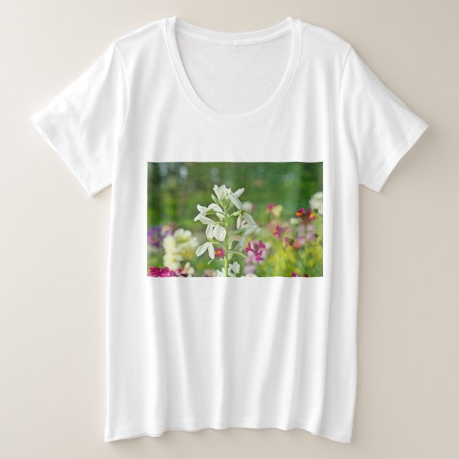 Camiseta Plus Size Jardim de Fragrância (Frente do Design)