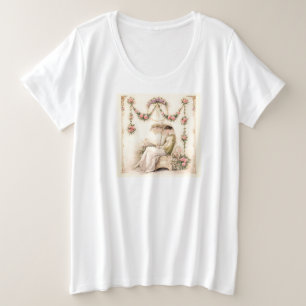 Camiseta Plus Size Jardim de Rosas Regency Leitura Senhora