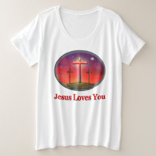 Camiseta Plus Size Jesus ama sua roupa cristã