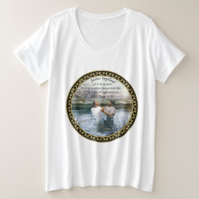 Camiseta Plus Size Jesus Cristo Batismo imagem dois (Frente do Design)